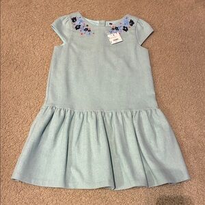 NEW Janie and Jack Light Blue Gallery Muse Dress with Floral Accents